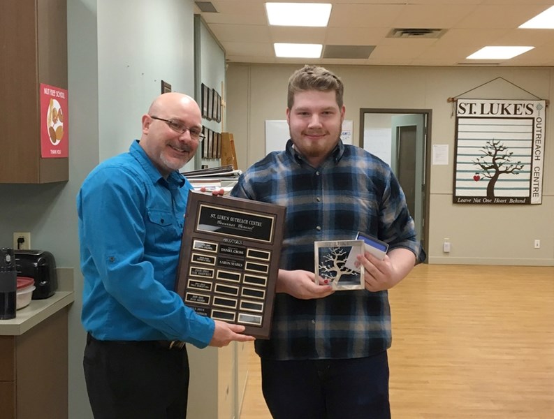 St. Luke&#8217; s Outreach Centre graduate Aaron Marks, right, received a Governor General award during the school&#8217; s award ceremony Nov. 23. Marks is pictured with