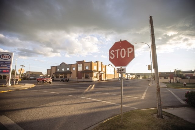 The former four-way stop at the intersection of Highways 7 and 22 in Black Diamond has been replaced with traffic lights, which began operation Friday afternoon. Town