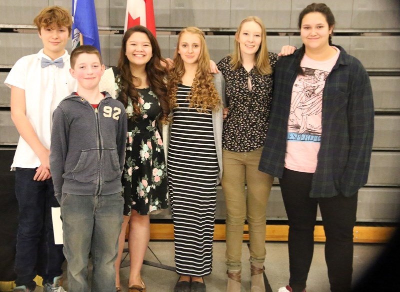 The recipients of Citizenship Awards at the Black and Gold ceremonies at Oilfields High School on Feb. 17 were, from left, Tice Kehler, Peyton Meston, Kiri Beer, Kiera