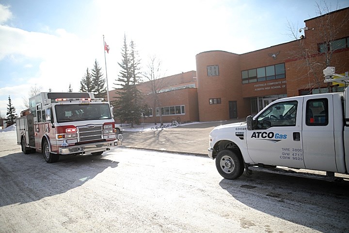 A gas leak at Foothills Composite High School forced the evacuation of the school Tuesday afternoon. The leak was repaired and classes will resume Wednesday morning.