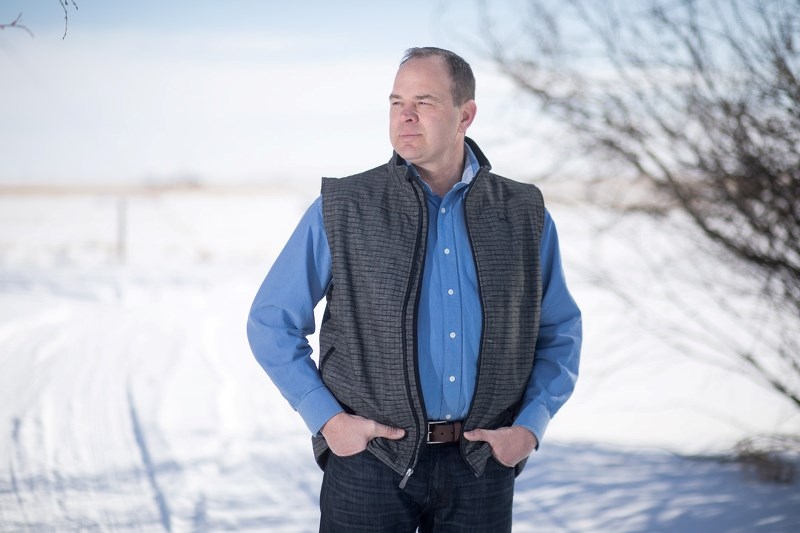 Jay Groeneveld, at his Davisburg-area farm on March 12, is the first to enter the race for MD of Foothills council after filing his intention to run in the October municipal