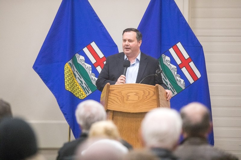 Former federal cabinet minister Jason Kenney, pictured speaking in Okotoks, won the Alberta Progressive Conservative Party leadership on March 18.