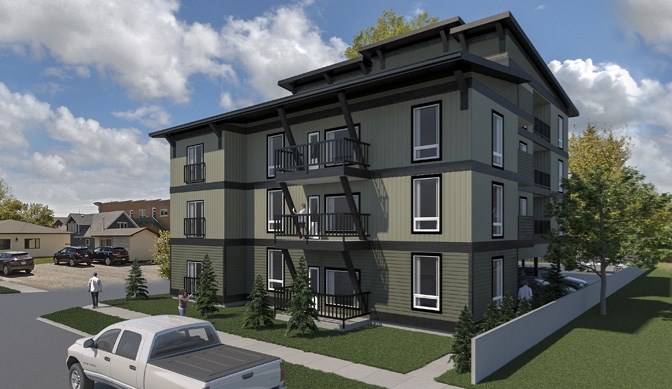 An artist&#8217;s rendering of the 11-unit rental complex approved on Lineham Avenue, which will be built from repurposed SeaCans.