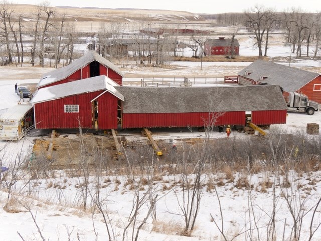 The implementation shed at Bar U Ranch once housed various machinery used on the ranch from steam engines in the early days to tractors.