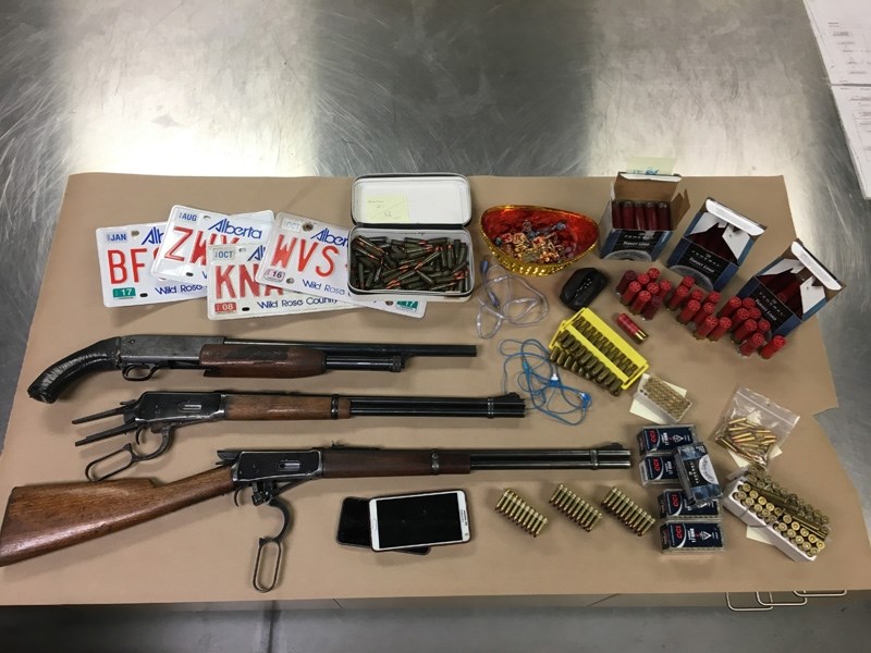 Okotoks RCMP seized three guns, amunition and several other stolen items after a report of a suspicious person at Nature&#8217;s Hideaway Campground Aug. 24.