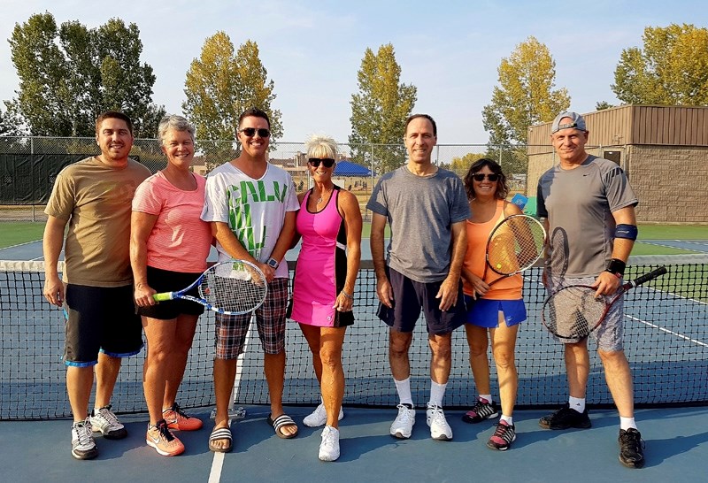 The Okotoks Tennis Club&#8217; s 3.0 team featured Andy Asplund, Claire White, KJ Read, Carol Evans, Michael Ardizzone, Dessa Hockley and Alistair Duncan. Missing from the
