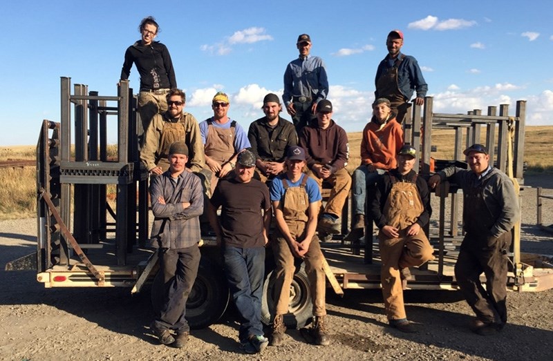 Alumni from the Foothills Composite High School welding program built about 20 tables for the high school and instructor Virgil Green on Sept. 16 at MR Services in Arrowwood. 