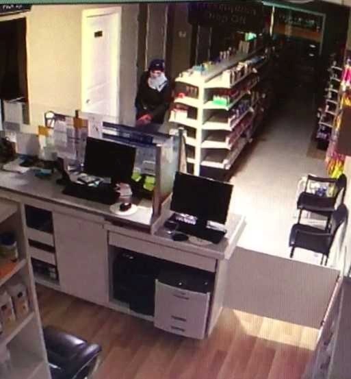 Turner Valley RCMP are looking for a suspect caught on surveillance camera who is believed to be involved with the theft of lower-quality opioid-like sedative pills at the
