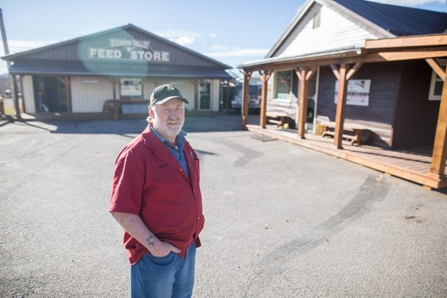 Dr. Wayne Steiger stands in front of the Turner Valley Veterinary Clinic last week. Steiger is one of the merchants who participated in the Town&#8217; s main street