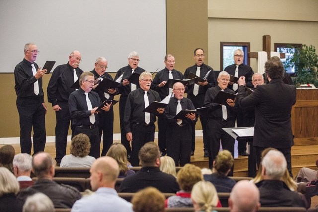 The Foothills Philharmonic Men&#8217;s Chorus, above, and the Foothills Philharmonic Vocal Jazz group will perform in a joint choral celebration called Christmas and Song in