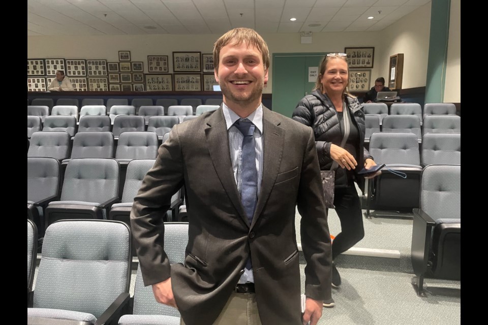 Jay Fallis was all smiles after winning re-election in Ward 3 Monday night.