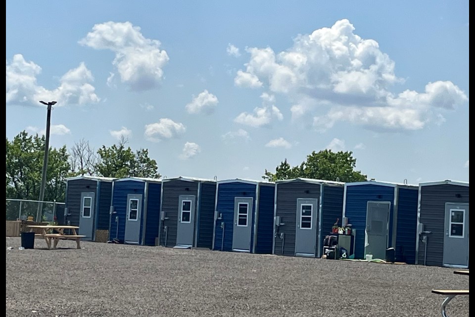 In the summer, city officials travelled to the Waterloo area to look at potential solutions for homelessness in Orillia. Pictured is a managed/hybrid encampment in Waterloo, with accommodations for up to 50 people experiencing homelessness. The city agreed Monday night to explore creating something similar in Orillia.