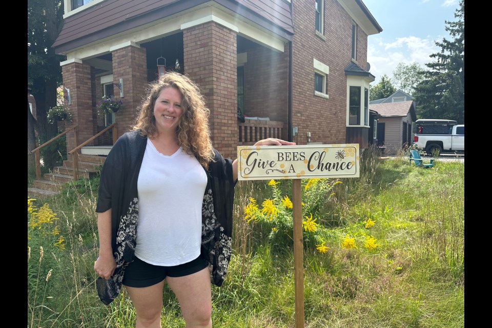 Orillia resident Stacie Theis argues Chapter 834 runs counter to city’s designation as a Bee City, and she hopes to see the bylaw changed to allow native vegetation up to a metre in height. 