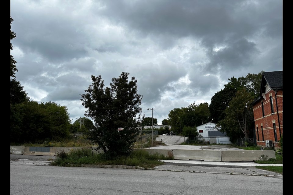 The city answered a call for proposals from the County of Simcoe, suggesting affordable housing be built atop a planned transit terminal on the site of the former OPP detachment at 66 Peter St. S., above. The county has declined the offer.