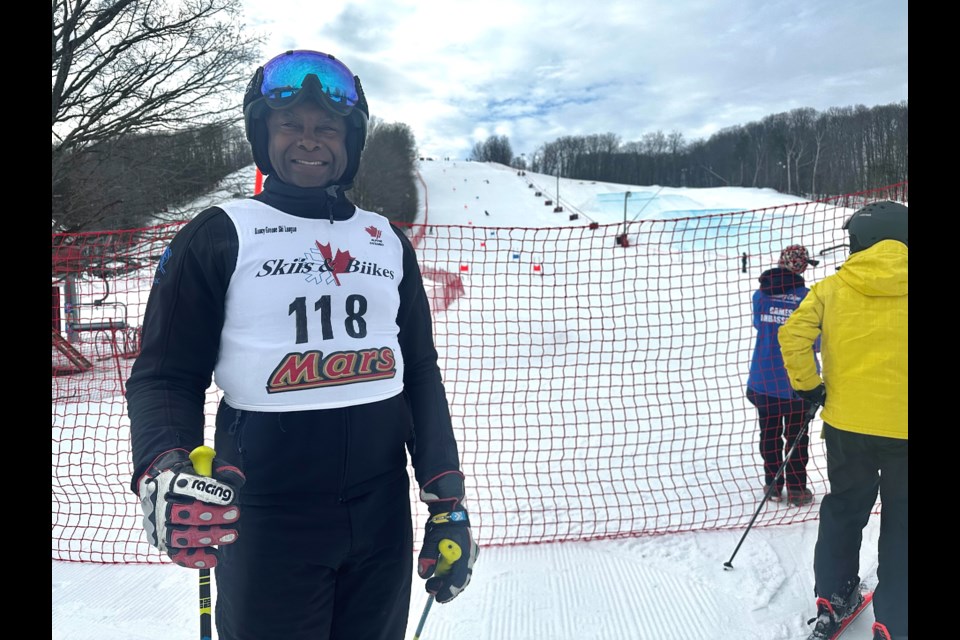 Etobicoke’s Phil Semple is one of 11 competitors who took part in the first day of the alpine skiing competition at the Ontario 55+ Winter Games Wednesday at Horseshoe Resort.
