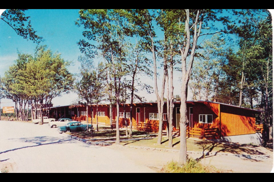 The Chieftain Motel, located on Lake Couchiching three miles north of Orillia, is pictured, circa 1960.

