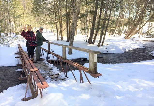 Hike leaders Sharon Rivers and Paul McCreath pre-hike the Scout Valley trails in advance of tomorrow's public walk. If you want to participate in a free walk and learn about the Ganaraska Hiking Trail Association’s Orillia Club, meet at the Scout Valley parking lot off Line 15 Saturday at 10 a.m.