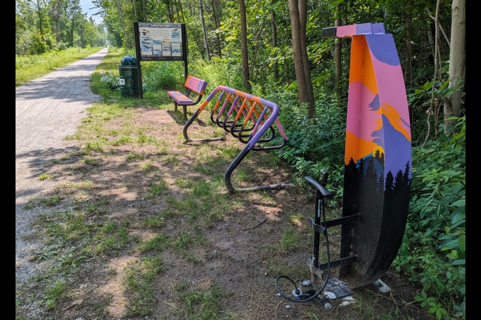 Local artist Kelsey Nicholls painted all three pieces at the trailhead at the Line 15 railtrail in Oro-Medonte.