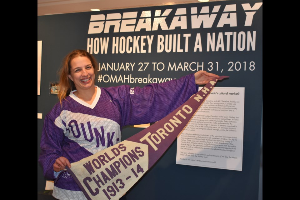 Ninette Gyorody, the executive director of the Orillia Museum of Art and History, says the Peter Street facility’s new exhibits, Hometown Glory: Orillia's Winter Sports and Breakaway: How Hockey Built a Nation, will score with hockey fans. The opening reception for the exhibits will be held Saturday as part of Hockey Night in Orillia at which the city’s Top 10 hockey players of all time will be unveiled. Dave Dawson/OrilliaMatters