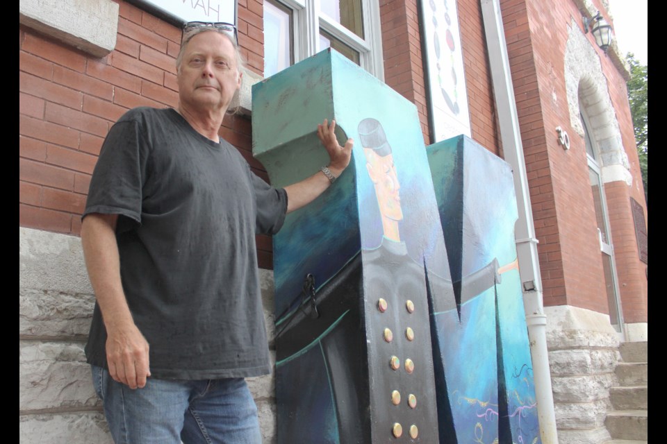 Ron Schell is shown with one of the 'Letters of Orillia' he created for a Streets Alive project. Schell is now working on a sculpture that will draw attention to the Arts District. Nathan Taylor/OrilliaMatters