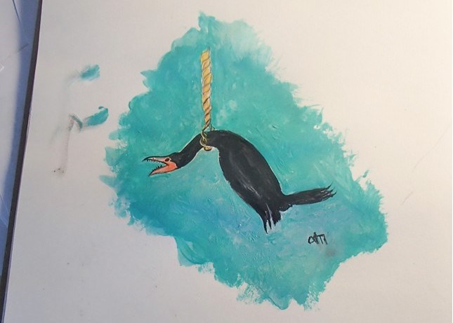 2018-12-20 cormorant painting by Jimi McKee
