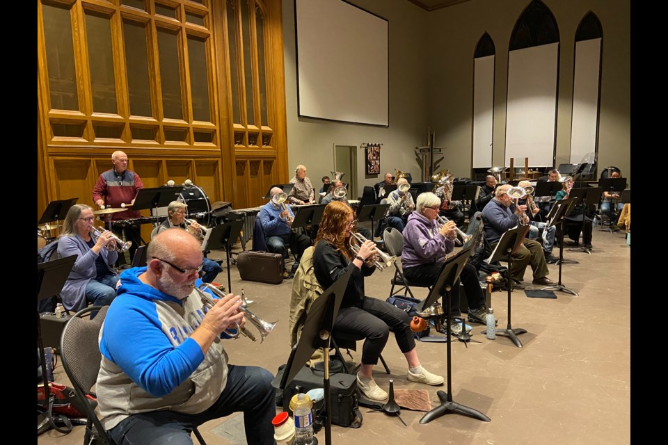Members of the Orillia Silver Band have been busy rehearsing for the upcoming Brass and Voices Christmas Concert.
