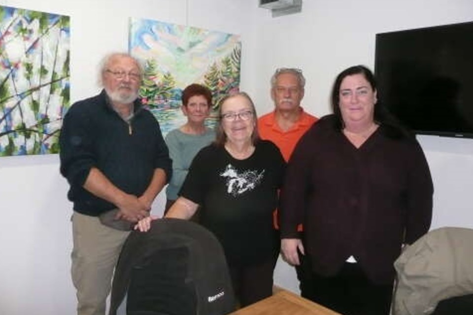 The Orillia and District Arts Council executive. From left: Dennis Rizzo, Diane Porteous, Christine Hager, Mike Bailey and Renata McGinn.