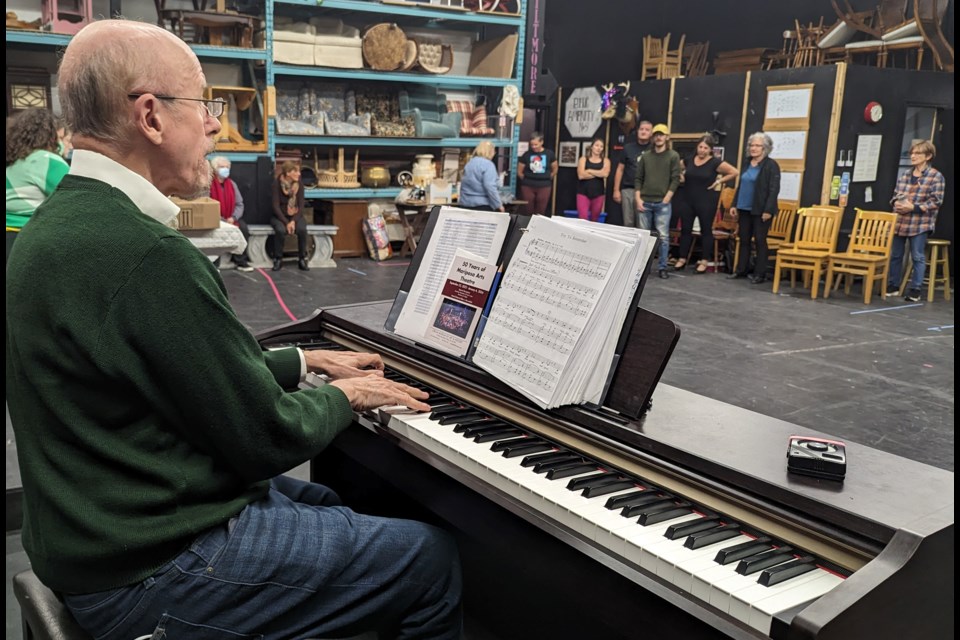 Music Director Blair Bailey plays for cast members during a rehearsal of Mariposa Arts Theatre’s Try To Remember show, celebrating 50 plus years of community theatre excellence and dedication. The show will run Nov. 9 to 12 at the Orillia Opera House.