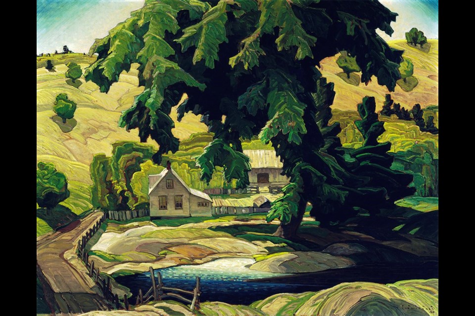 Franklin Carmichael: Farm, Haliburton (1940).  In the 1940 painting, a tree is the dominant figure in the landscape. Dr. Hudson explored what this might mean, referencing the historical context of 1940.