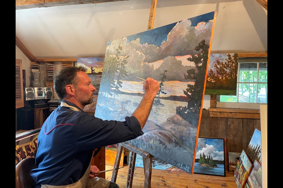 Painter Michael Scott is one of the new artists featured on the 2023 40th Anniversary Images Thanksgiving Studio Tour taking place October 6 – 9 from 10 am to 5 pm