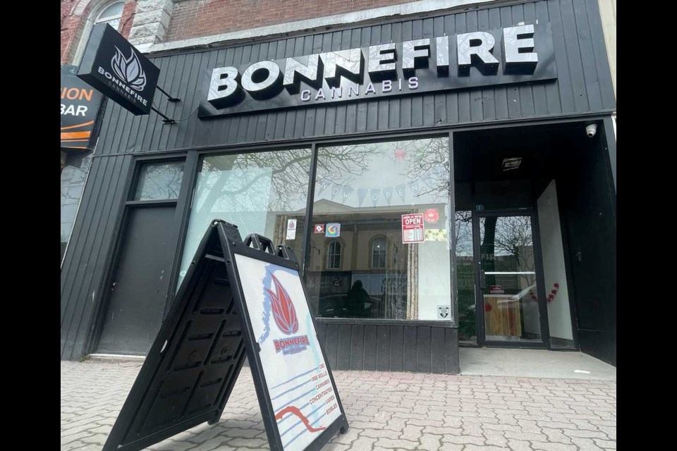 Bonnefire, a cannabis store in downtown Orillia, has found itself in hot water due to its signage.