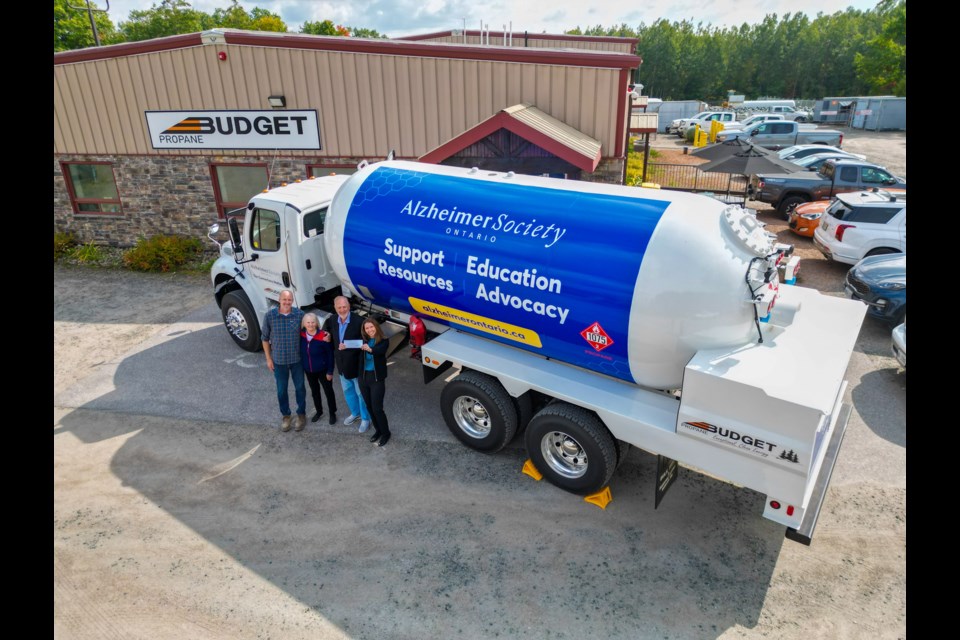 Pictured, from left, are Budget Propane owners James Callow, Olga Callow and Bob Callow, with Michelle Taylor, of the Alzheimer Society of Ontario.