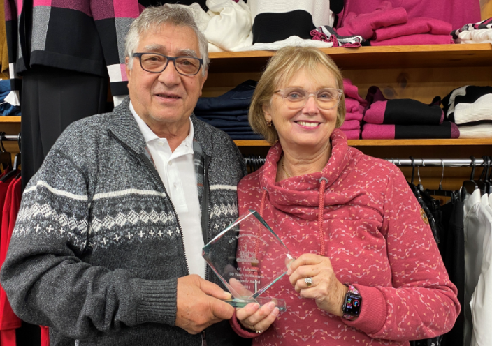 Ralph and Diane Cipolla, owners of CC Fashions, earned the Longevity Award at the recent Downtown Orillia Management Board's Annual General Meeting.