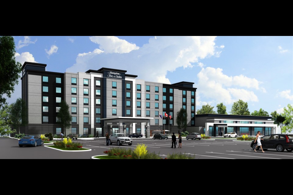 This is an artist's rendering of what a new hotel proposed to be built on Memorial Avenue could look like upon completion. Council committee voted Monday to introduce a new municipal accommodation tax.