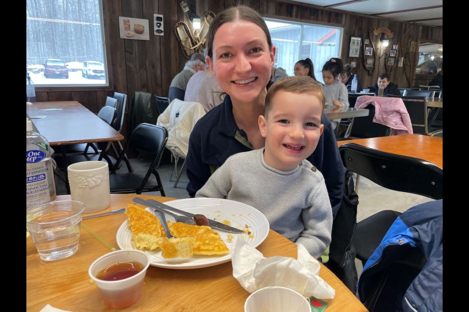 Nicola Stubbs and her son, Henry, from Oro-Medonte, enjoyed breakfast at Shaws Maple Syrup this weekend.  