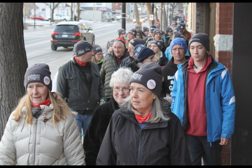 It was hard to miss those taking part in Saturday's Coldest Night of the Year walk in Orillia. Nathan Taylor/OrilliaMatters