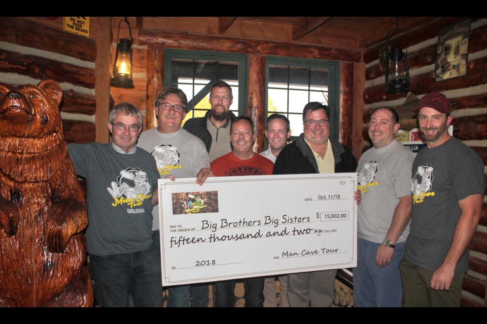 More than $15,0000 was raised for Big Brothers Big Sisters Orillia during the fourth annual Man Cave Tour. From left: Kevin Wood, Mike Davenport, Ewan Winter, Scott Daley, Doug Downey, David Tunstall, Mike Sirdevan and Matt Vandewiel.