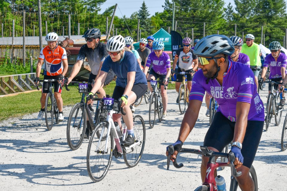 More than 150 cyclists saddled up for the inaugural Soldiers’ Ride on Sunday. Participants could choose a 100- or 50-kilometre route. The event raised more than $50,000.