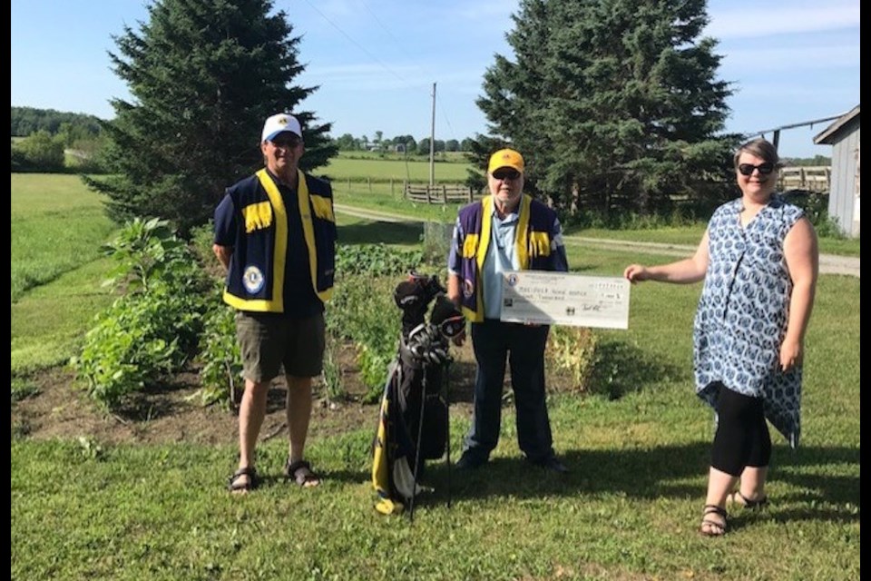 From left to right: Bert Ruhl, President of Brechin Lions Club - Llew Quinn, Member of Brechin Lions Club - Annalise Stenekes, Executive Director of Mariposa House Hospice. Supplied photo
