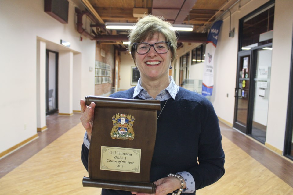 Gill Tillmann was named 2017 Orillia Citizen of the Year Monday night at city hall. Nathan Taylor/OrilliaMatters