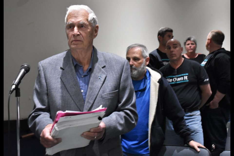 Frank Kehoe, a former town alderman and Orillia Water Light and Power commissioner, made an impassioned plea Thursday night, asking the city to hold a referendum on a potential sale of Orillia Power's distribution arm. Dave Dawson/OrilliaMatters