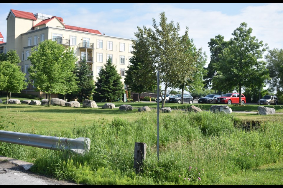 Residents on Cedar Island Road are upset about city plans to build a new sewage pumping station adjacent to the parking lot of the Elgin Bay condo, above. Dave Dawson/OrilliaMatters File Photo