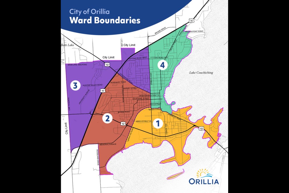 City of Orillia ward map