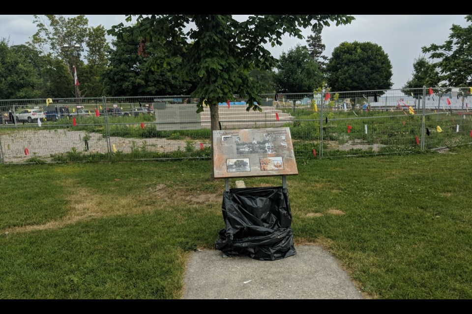 The site of the long-time home of the Champlain Monument that was removed more than two years ago - initially for refurbishment. Dave Dawson/OrilliaMatters 