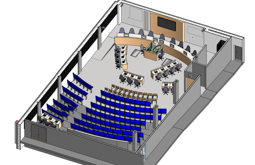 This is a 3D view of the city council chamber design concept that was approved by council. However, the project, which came in $465,000 higher than exepected, has been shelved.
