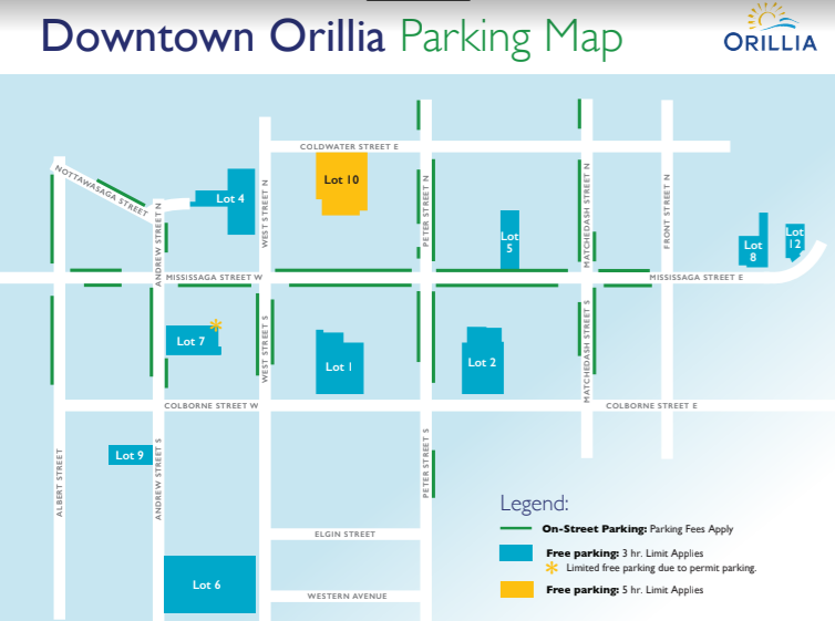 downtown orillia free parking map