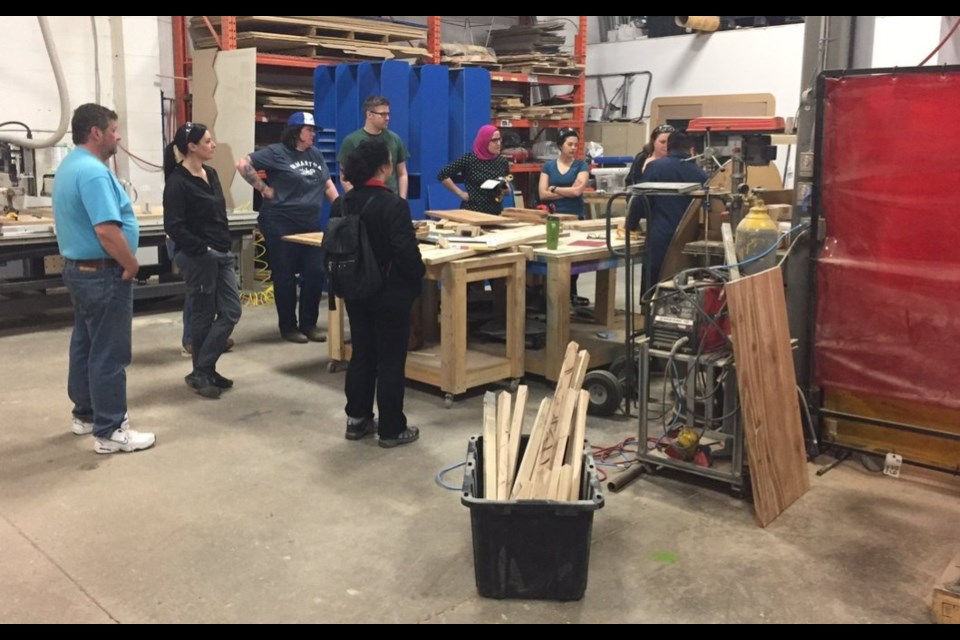 Workshops, such as this one focused on crafting a coffee table, have proven popular at NewMakeit. A pair of Orilliians behind the Orillia Tool Library and Makerspace hope to bring a similar enterprise to the Sunshine City.