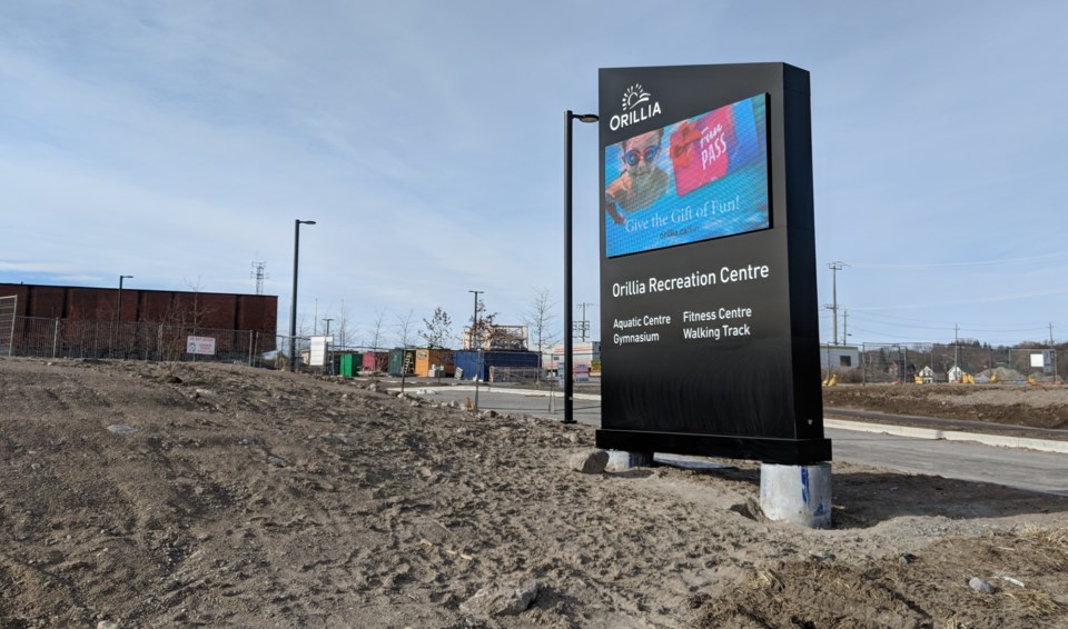 new sign at orillia recreation centre