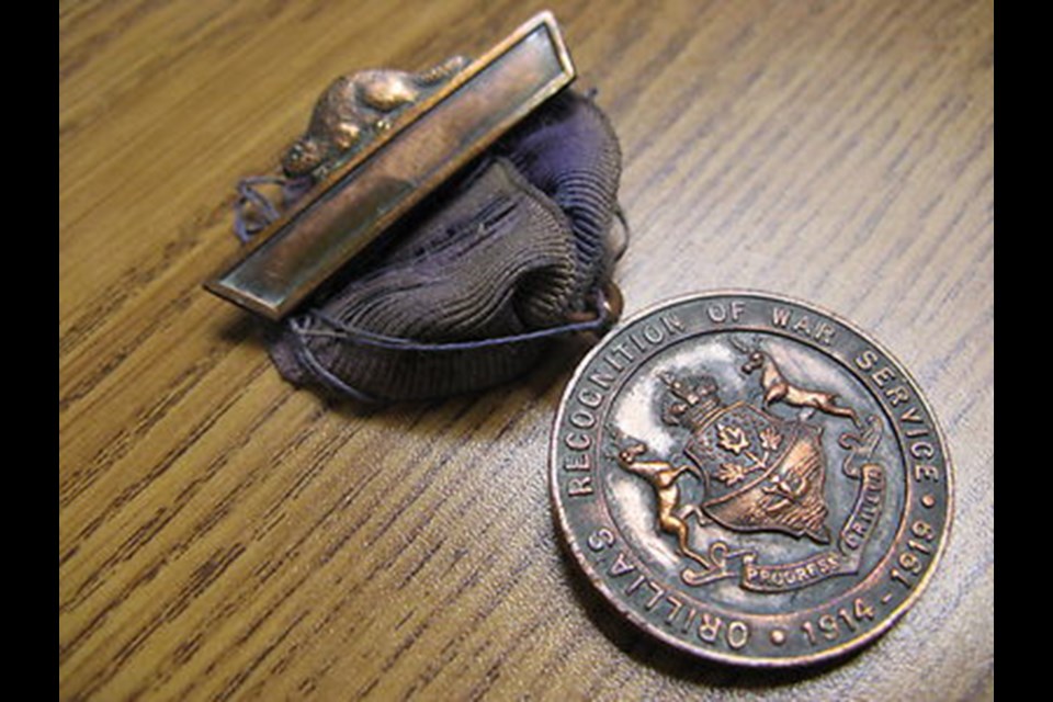 This coveted medal, Orillia’s Recognition of War Service, included the city's Coat of Arms.