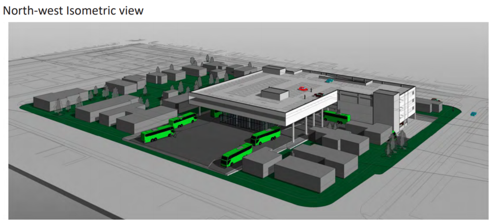 rendering of new bus station at OPP detachment